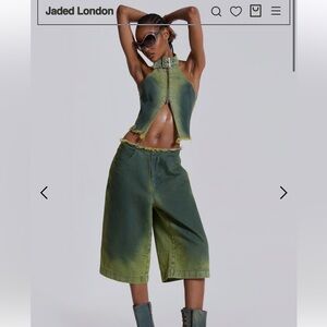 Jaded London Green Denim Set